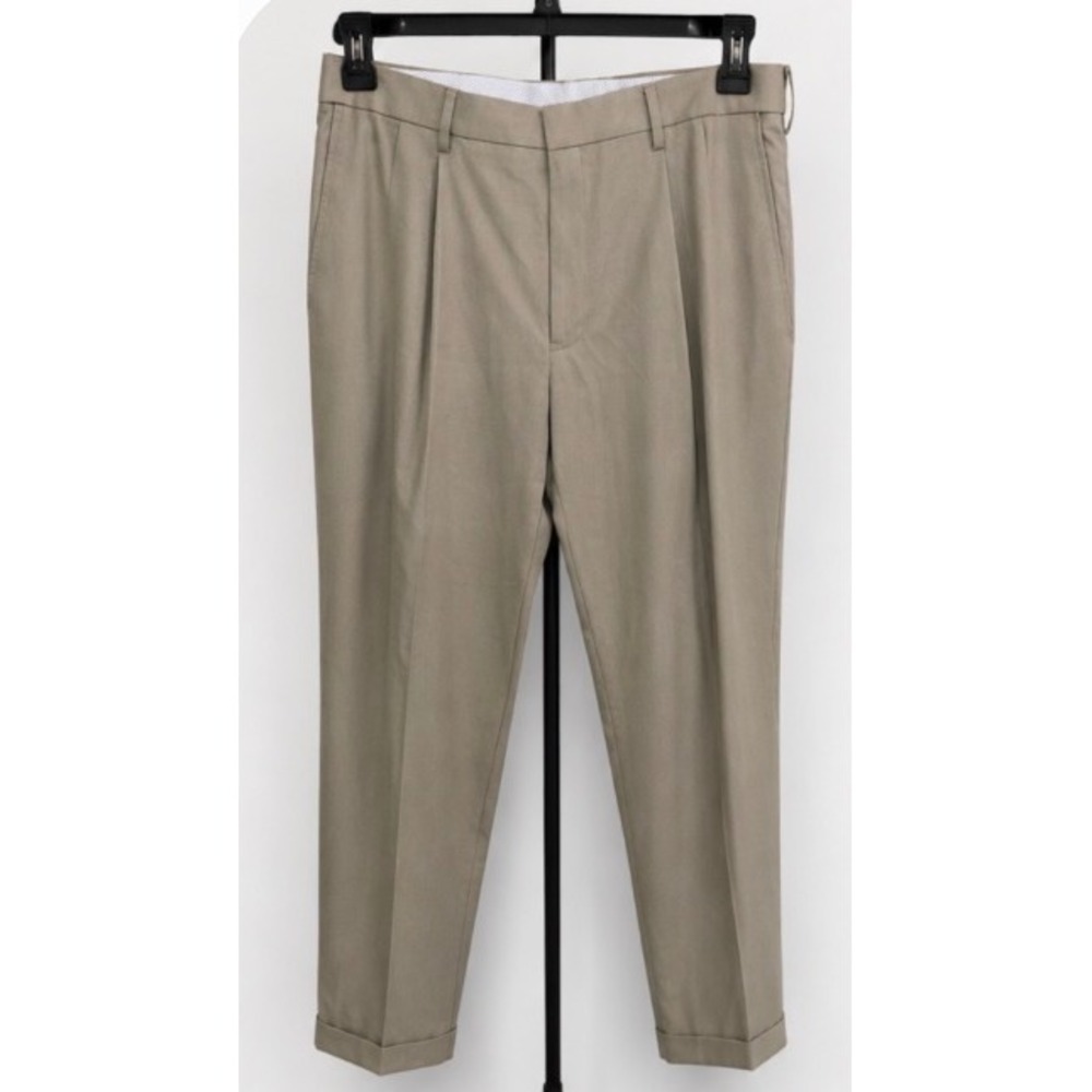 J.M. Haggar Classic Fit Pleated Cuffed Khaki Dress Pants Mens 36x29 1033898